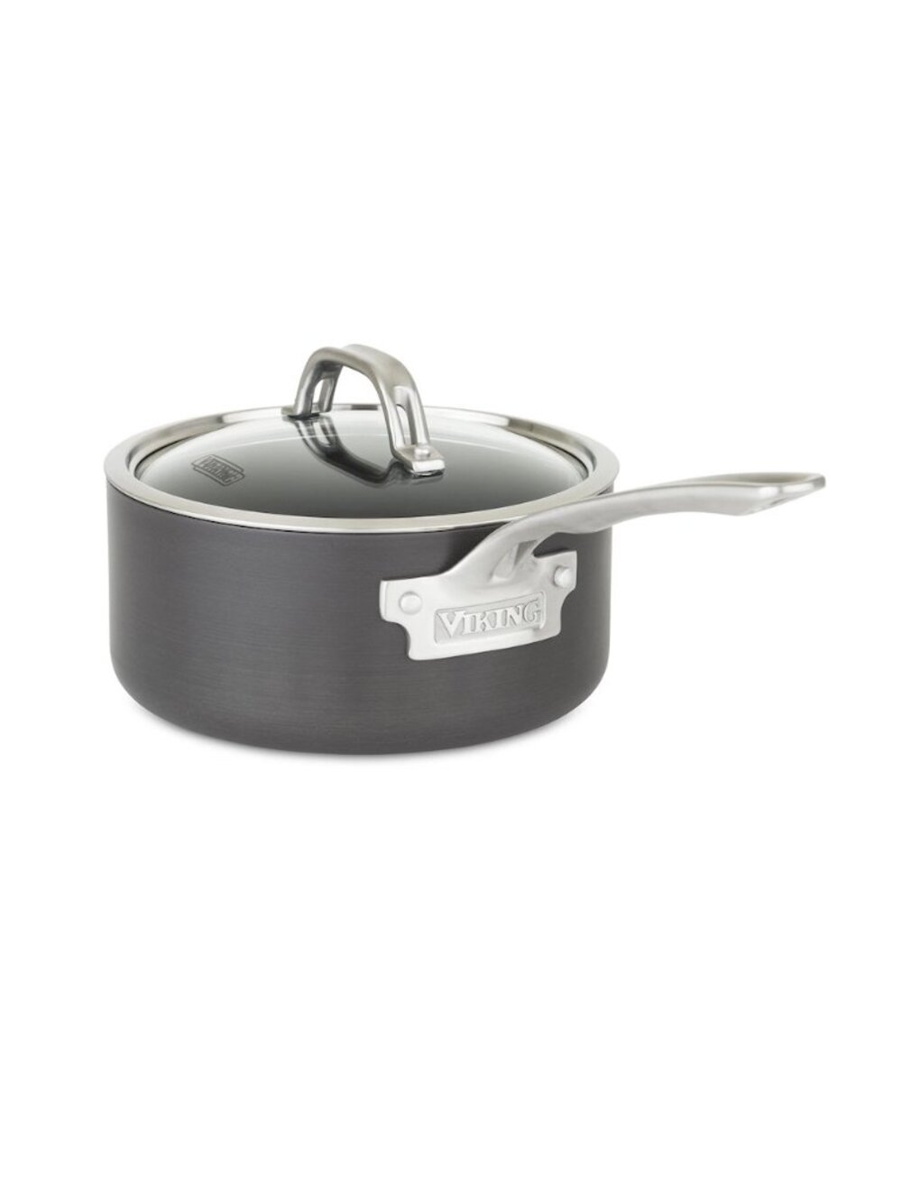 Viking Anodized Black 3 Quart Nonstick Saucepan with Glass Lid NEW